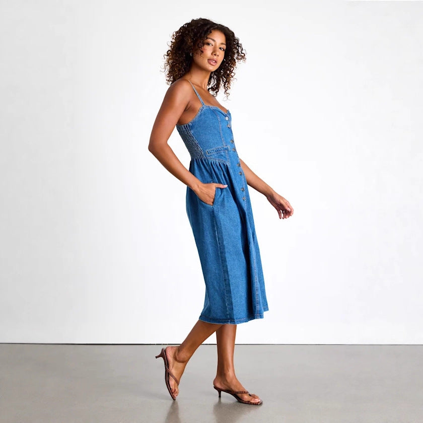 BelleDivo Denim Slip Dress for Women